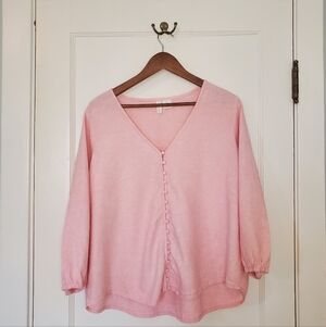 Cynthia Rowley Linen Blend Blouse – Plus Size 1X – Pale Pink